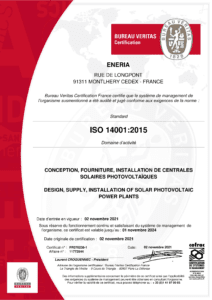 CERTIFICAT ISO 14001 ENERIA